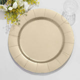 10 Pack | 13inch Champagne Leather Textured Disposable Charger Plates