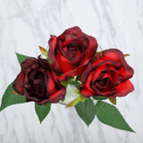 31inch | 24pcs Red, Black Tip Long Stem Artificial Silk Roses Flowers