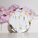 10 Pack | 10inch Gold and White Marble Print Plastic Dinner Party Plates, Disposable Plates