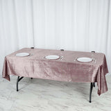 60"x102" Mauve Premium Velvet Rectangle Tablecloth, Reusable Linen