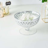 8inch Silver Mercury Glass Compote Vase, Pedestal Bowl Centerpiece