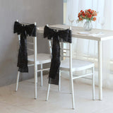 5 Pack Black Metallic Fringe Shag Tinsel Chair Sashes, Shimmery Polyester Chair Sashes