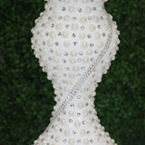 40 inch Magical Mermaid Style Mirror Mosaic and Pearl Studded Floor Vase