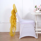 1 Set Mustard Yellow Chiffon Hoods With Ruffles Willow Chiffon Chair Sashes