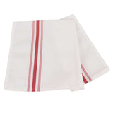 10 Pack White Spun Polyester Cloth Napkins with Red Reverse Stripes#whtbkgd