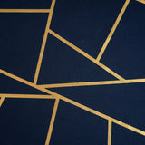 54"x54" Navy Blue Polyester Square Tablecloth With Gold Foil Geometric Pattern#whtbkgd