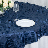 72x72inch Navy Blue 3D Leaf Petal Taffeta Fabric Table Overlay