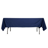 60"x102" Navy Blue Premium Scuba Wrinkle Free Rectangular Tablecloth, Scuba Polyester Tablecloth