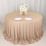 132inch Nude Premium Scuba Wrinkle Free Round Tablecloth, Seamless Scuba Polyester Tablecloth