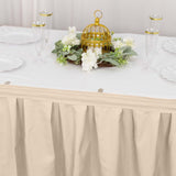 21ft Nude Pleated Polyester Table Skirt, Banquet Folding Table Skirt