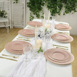 25-Pack Paper Round Dessert Plates in Dusty Rose Sunray Design with Gold Rim