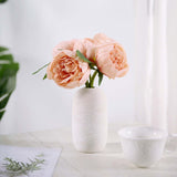 5 Flower Head Peach Peony Bouquet | Artificial Silk Peonies Spray