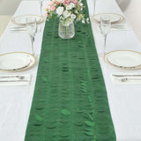 12x108inch Green 3D Leaf Petal Taffeta Fabric Table Runner