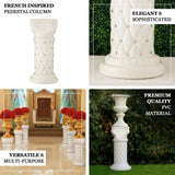 2 Pack | 25 inch Tall White PVC | 10mm Crystal Beaded Studded French Inspired Pedestal Column Stand