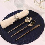 6 Pack | Navy Blue Sparkle Placemats, Non Slip Decorative Round Glitter Table Mat