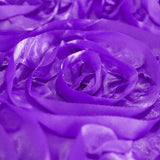 120inch Purple Grandiose 3D Rosette Satin Round Tablecloth