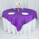 72inch x 72inch Purple Accordion Crinkle Taffeta Table Overlay, Square Tablecloth Topper