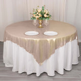 72x72inch Blush Shimmer Sequin Dots Square Polyester Table Overlay