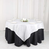 72x72Inch White Accordion Crinkle Taffeta Table Overlay, Square Tablecloth Topper