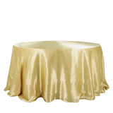 132inch Champagne Seamless Satin Round Tablecloth