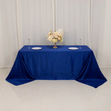 90x132inch Royal Blue Seamless Lamour Satin Rectangle Tablecloth for 6 Foot Table