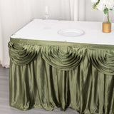 14ft Eucalyptus Sage Green Pleated Satin Double Drape Table Skirt