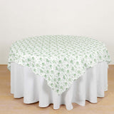 Dusty Sage Green Polyester Square Table Overlay in French Toile Pattern