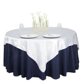 72" x 72" White Satin Square Tablecloth Overlay