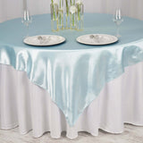 72" x 72" Light Blue Satin Square Tablecloth Overlay#whtbkgd