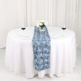 RUN_01_08614"x108" Dusty Blue Grandiose 3D Rosette Satin Table Runner