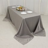 90x132inch silver Seamless Lamour Satin Rectangle Tablecloth for 6 Foot Table