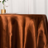 120 Cinnamon Brown Smooth Seamless Satin Round Tablecloth