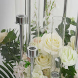 42inch Silver 8 Arm Cluster Taper Candle Holder With Clear Glass Shades, Large Candle Arrangement