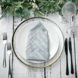 5 Pack | Silver Accordion Crinkle Taffeta Dinner Napkins | 20x20Inch