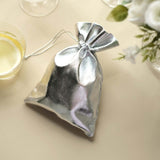 10 Pack | Metallic Silver Lame Polyester 5inch x 7inch Party Favor Gift Bags