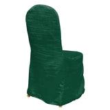 Hunter Emerald Green Crinkle Crushed Taffeta Banquet Chair Cover, Reusable Wedding Chair Cover