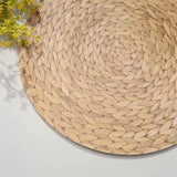 6 Pack Natural Woven Rattan Print Disposable Dining Table Mats, 13inch Round Cardstock Paper