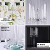 36inc | 4 Arm Premium Crystal Glass Taper Candle Holder Candelabra with Chandelier Chains