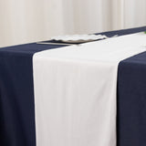 White Premium Scuba Polyester Table Runner, Wrinkle Free Table Linen