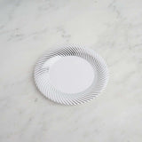 10 Pack | 6inch White / Silver Swirl Rim Disposable Salad Plates, Round Plastic Dessert Plates