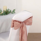 5 Pack | 6inch x 106inch Accordion Crinkle Taffeta Dusty Rose Chair Sashes