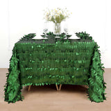 90 inch x 90 inch Green Leaf Petal Taffeta Table Overlay, Square Tablecloth Topper