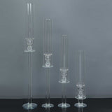 Set of 4 | Clear Crystal Glass Hurricane Taper Candle Holders With Tall Cylinder