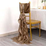 5 Pack Taupe Curly Willow Chiffon Satin Chair Sashes