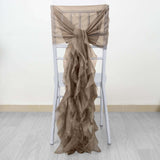 Taupe Chiffon Curly Chair Sash