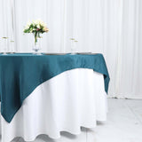 70"x70" Peacock Teal Polyester Square Table Overlay