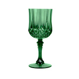 6 Pack 8oz Hunter Emerald Green Crystal Cut Reusable Plastic Cocktail Goblets, Shatterproof#whtbkgd