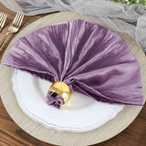 5 Pack | Violet Amethyst Accordion Crinkle Taffeta Dinner Napkins | 20x20Inch