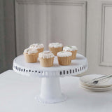 4 Pack | 13inch White Round Footed Reusable Plastic Pedestal Cake Stands