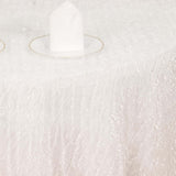 120inch White Fringe Shag Polyester Round Tablecloth